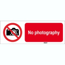 Brady Sten P029-600X200-Pp-Crd/1 ISO 7010 Sign - No photography 825791