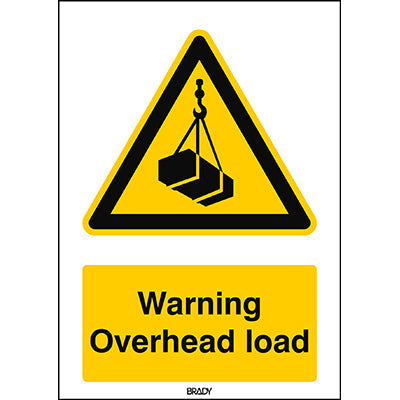 Brady Sten W015-297X420-Pe-Crd/1 ISO 7010 Sign - Warning; Overhead load 828595
