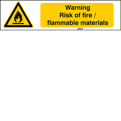 Brady Sten W021-297X74-Pp-Crd/1 ISO Safety Sign - Warning: Flammable materials 829493