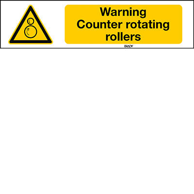 Brady Sten W025-297X74-Pe-Crd/1 ISO 7010 Sign - Warning: counter rotating rollers 830077
