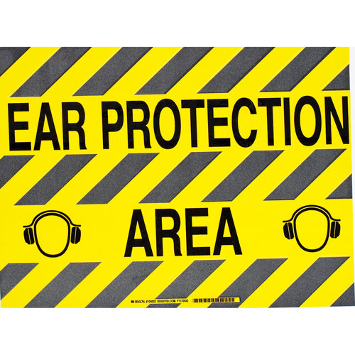 Brady Bk/Yl Ear Protection Area 355,6 X 457,2 ToughStripe - Pre-printed Floor Signs 104502
