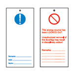 Brady Lockout Tag-Mandatory-50X110mm Tagout: Warning Tags 225418