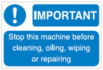Brady Important Stop.. Lbl 100X150mm L. Poly Machine Safety Labels 230786