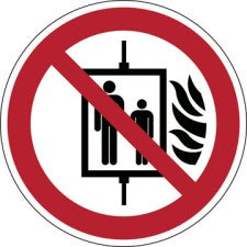 Brady P/P020/Nt/Tw-Dia200-1 ISO Safety Sign - Do not use lift in the event of fire 235154