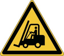 Brady Pic W014-Tri 200-Pp-Crd/1 ISO 7010 Sign - Warning, Fork lift trucks and other industrial vehicles 828396