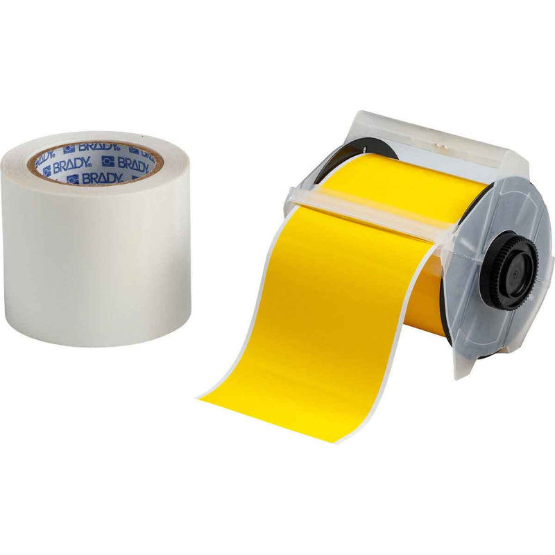 Brady GMK 4" B483 YL & 4" B634 100'RLS GlobalMark ToughStripe Floor Marking Tape with Overlaminate 142164