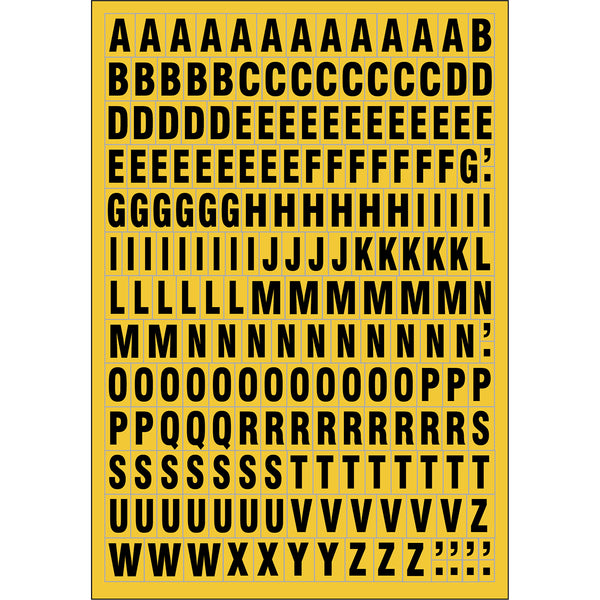 Brady MAGNETIC LETTERS YELLOW 18/23MM Magnetic Letters on a sheet 224067