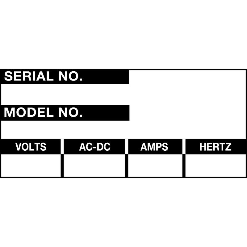 Brady WO-36 Write-on Maintenance Labels - Serial No. / Model No. 235075