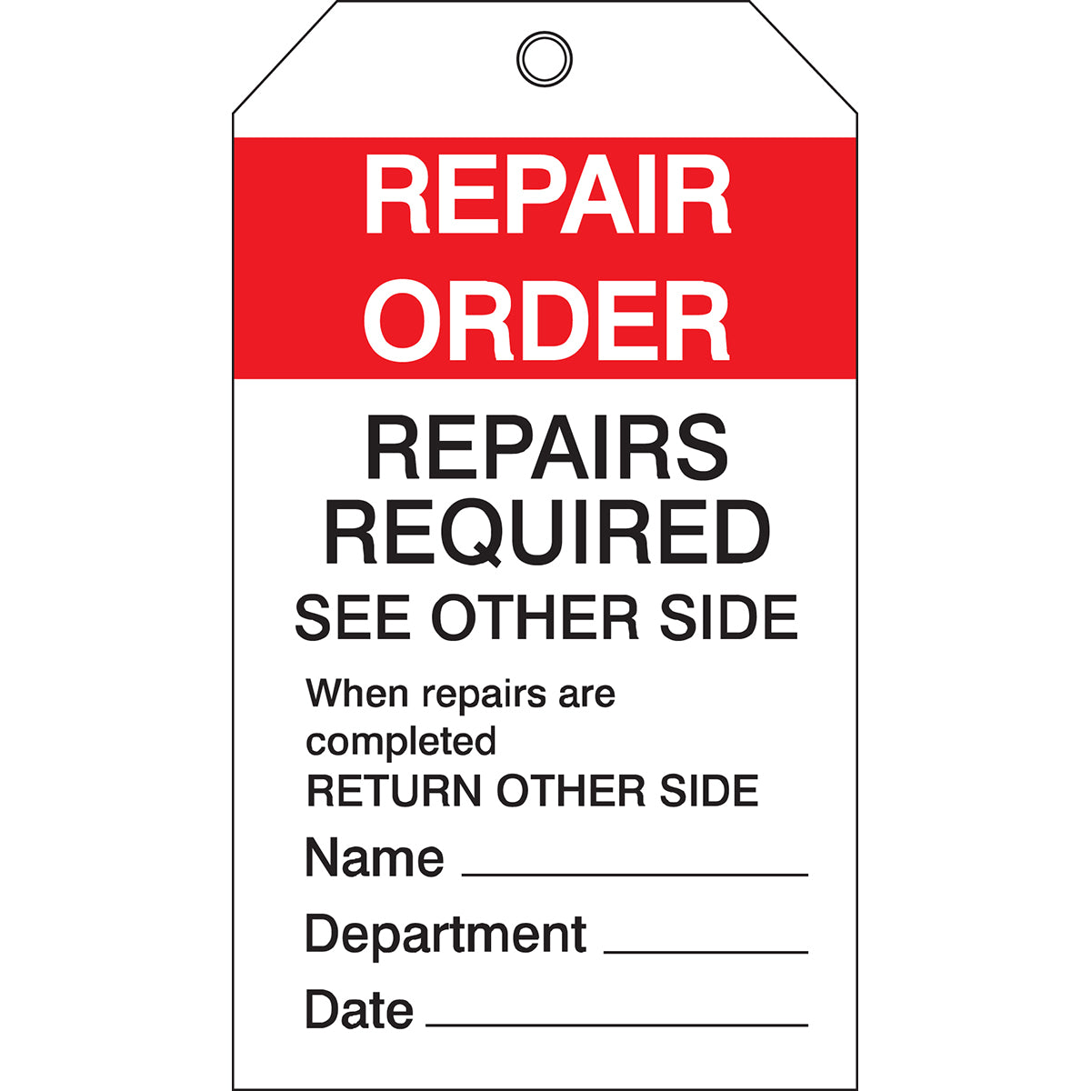 Brady Tag-E Repair Order-100X175mm Equipment Inspection Tags - Repair order 256500