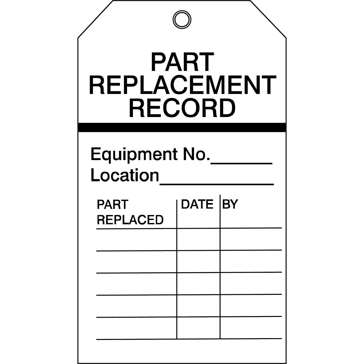 Brady Tag-E Part Repl.-100X175mm Equipment Inspection Tags - Part replacement record 256510