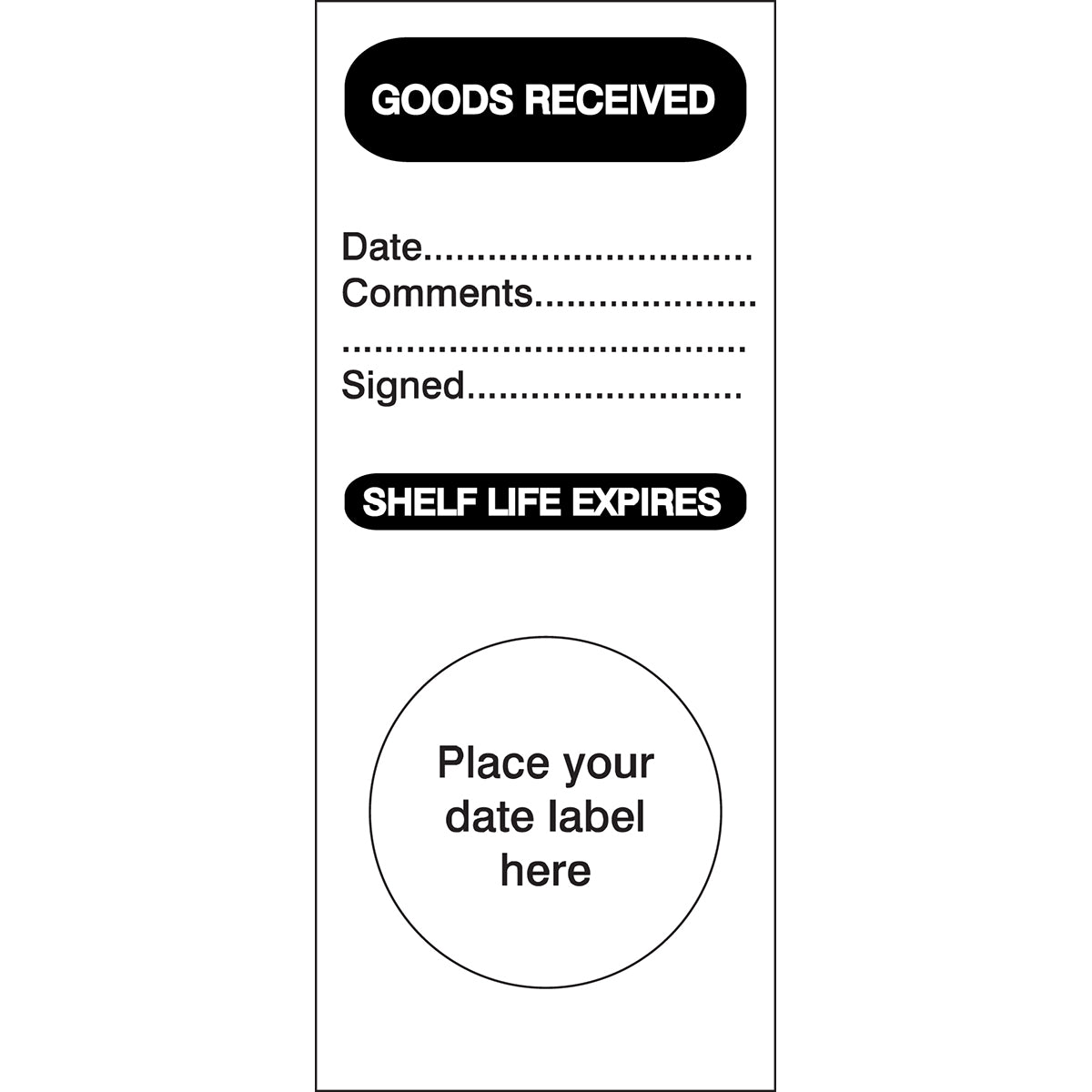 Brady PLAC-GOODS RECEIVE-40*95 Maintenance & Service Labels - Goods Re