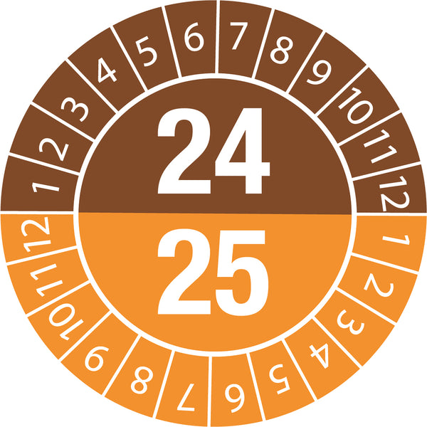 Brady DATE INSPECTION LBLS B-429 24/25 -DIA 30 Tamper-evident Inspection Date Labels  Year 24/25 834080