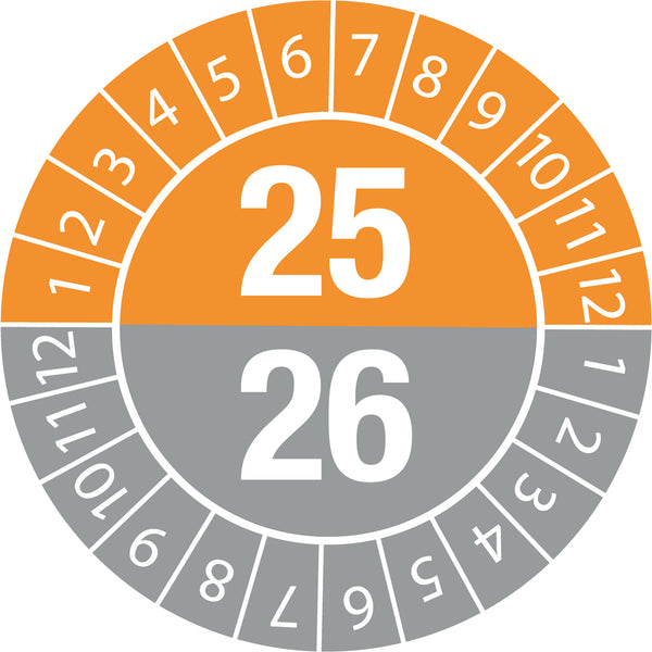 Brady DATE INSPECTION LBLS B-429 25/26 -DIA 30 Tamper-evident Inspection Date Labels  Year 25/26 834082