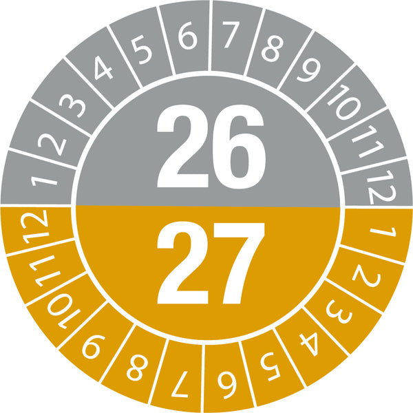 Brady DATE INSPECTION LBLS B-429 26/27 -DIA 20 Tamper-evident Inspection Date Labels  Year 26/27 834083