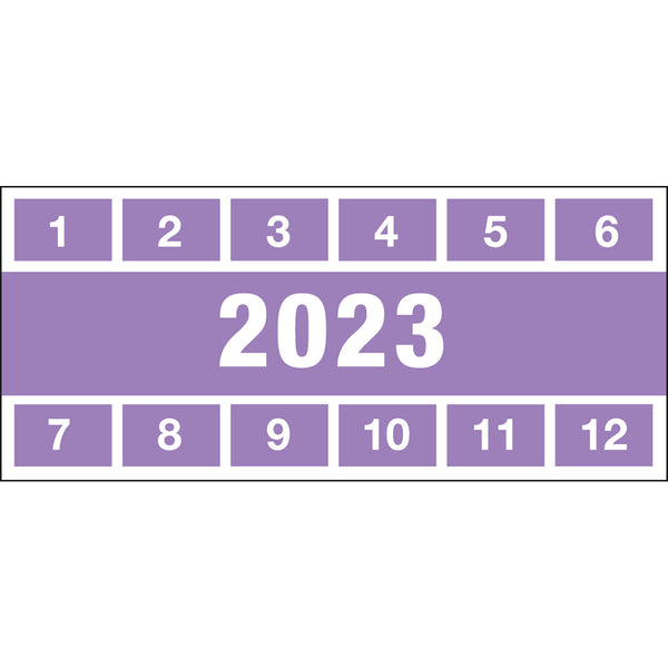 Brady PAST B500 57X25(9) PUR 2023 Inspection Date Labels 834279