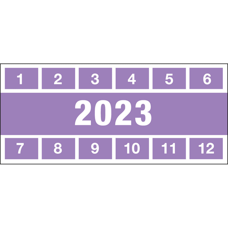 Brady PAST B500 57X25(9) PUR 2023 Inspection Date Labels 834279