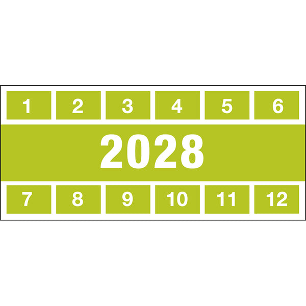 Brady PAST B500 57X25(9) GRN 2028 Inspection Date Labels 834284