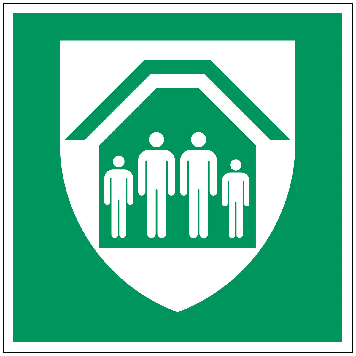 Brady E/E021/Nt/Pp-100X100-1 ISO Safety Sign - Protection Shelter 197827