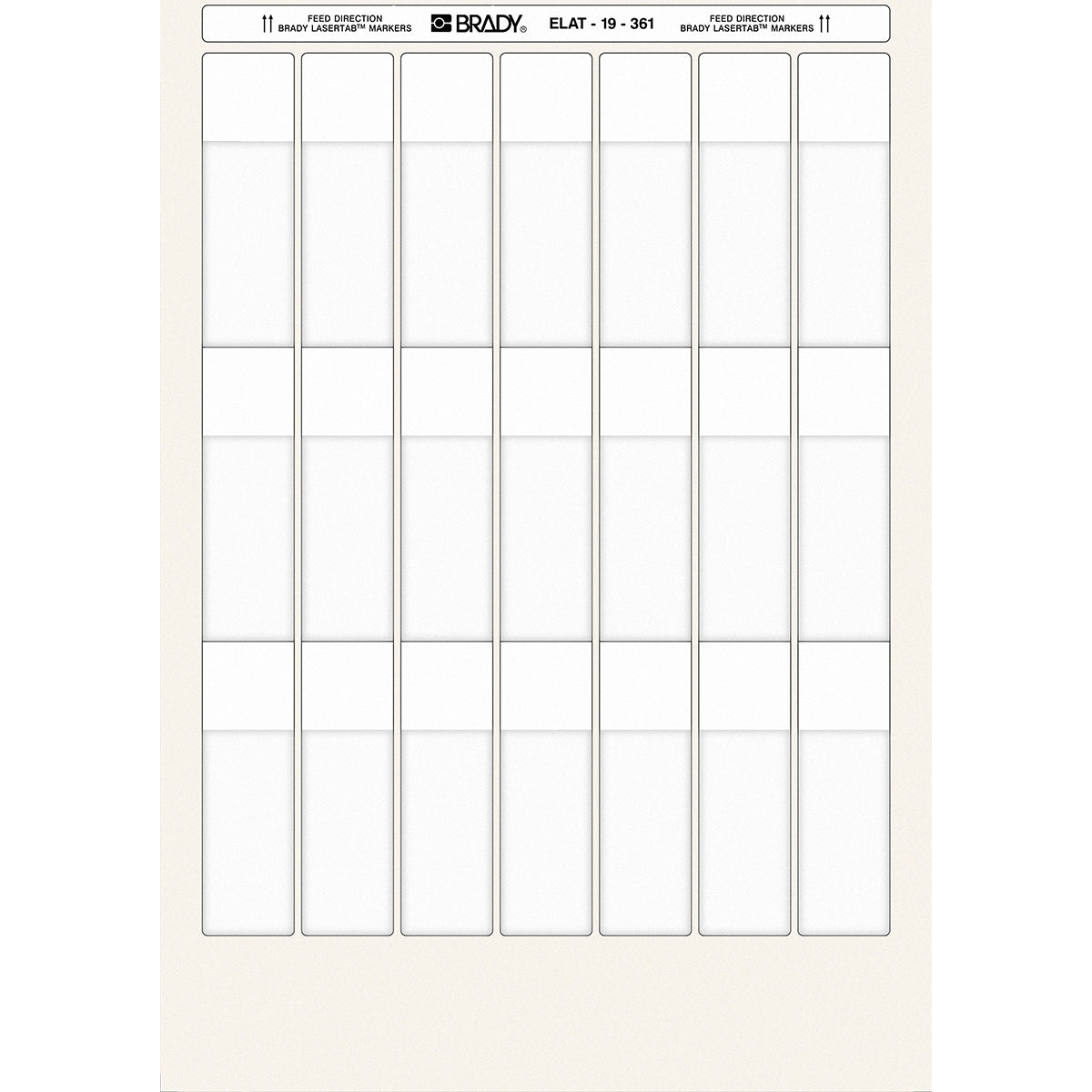 Brady ELAT-19-361 LaserTab Laser Printable Labels 029857
