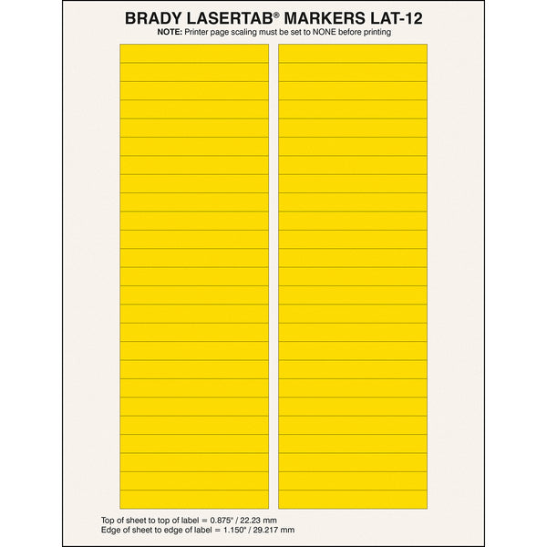 Brady LAT-12-747YL-2.5 LaserTab Laser Printable Labels 029793