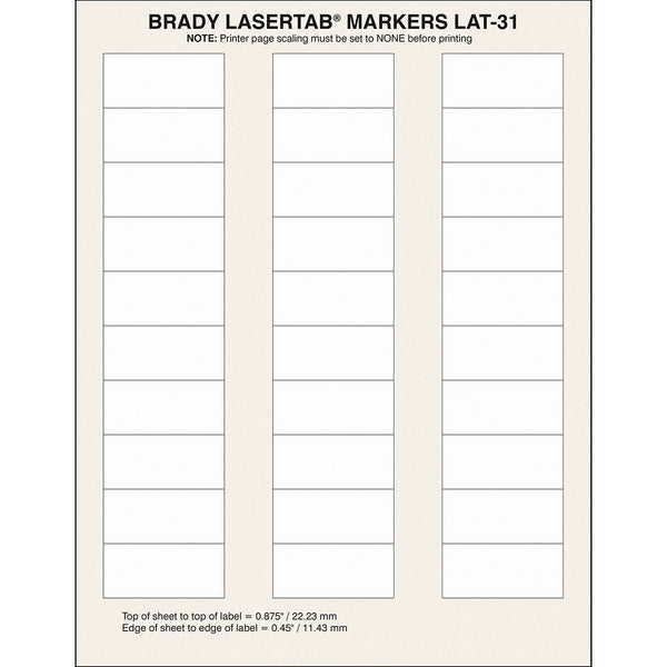 Brady LAT-31-759-1 LaserTab Laser Printable Labels 029691