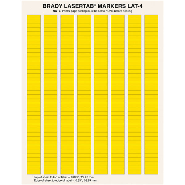 Brady LAT-4-747-10-YL LaserTab Laser Printable Labels 029786