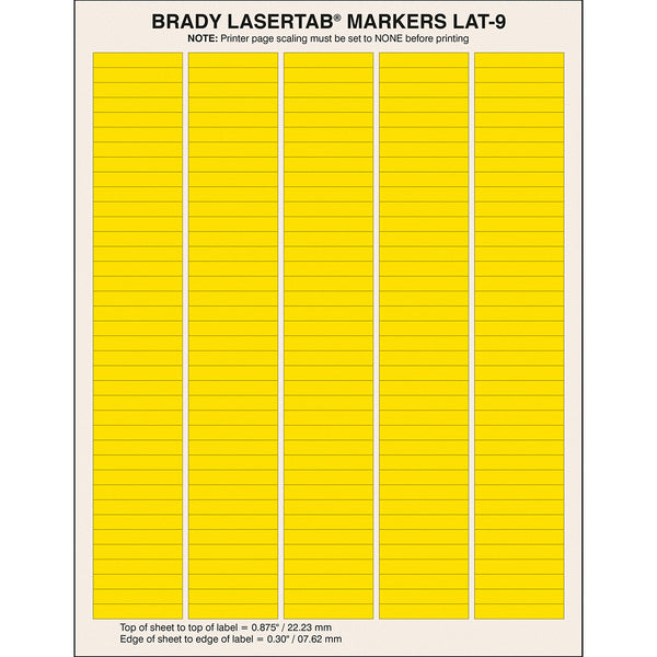 Brady LAT-9-747-10-YL LaserTab Laser Printable Labels 029791
