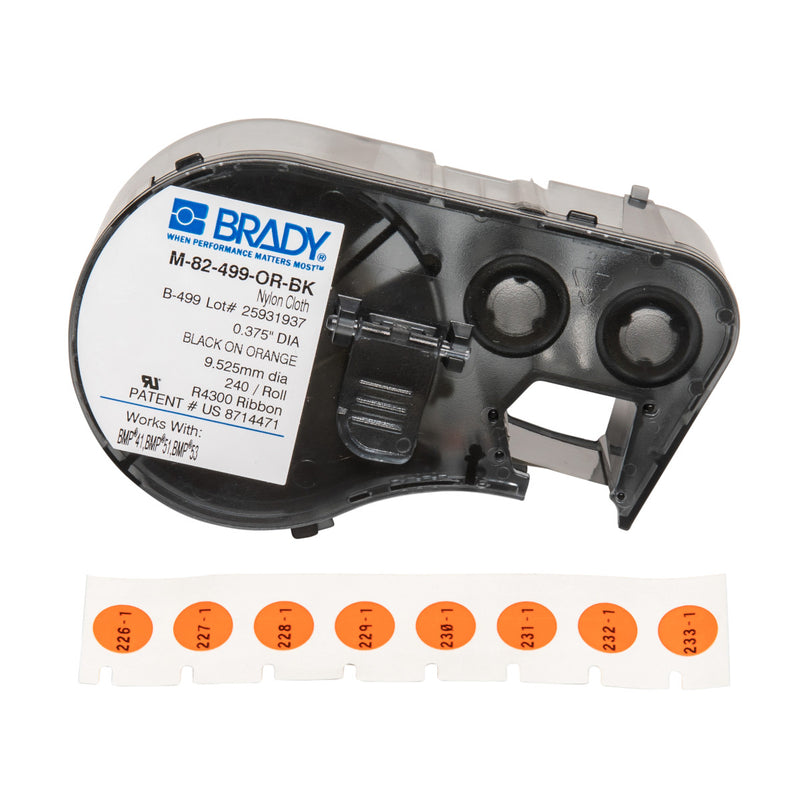 Brady M-82-499-OR-BK Bmp51/53 Labelmaker Labels 143340