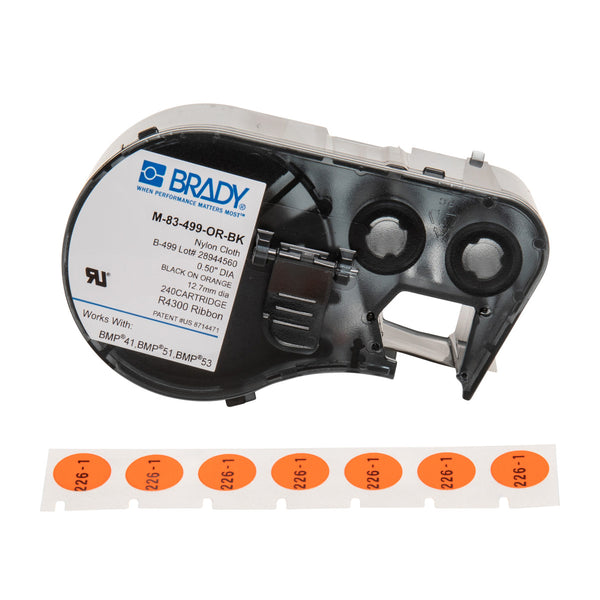 Brady M-83-499-OR-BK Bmp51/53 Labelmaker Labels 143341