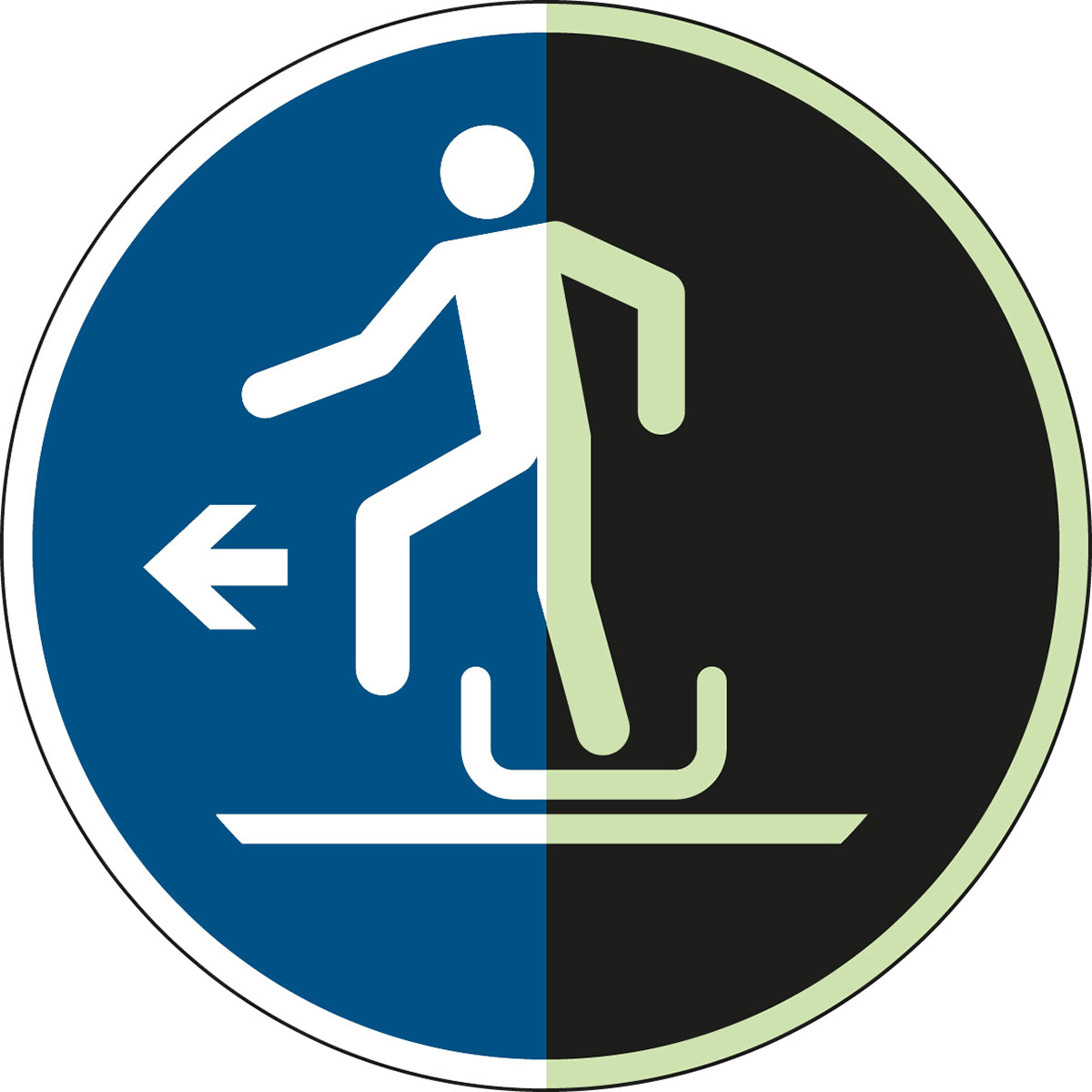 Brady M/M050/Nt/Pe-Pholumb-Dia150-1 ISO Safety Sign - Alighting from toboggan to the left 197889