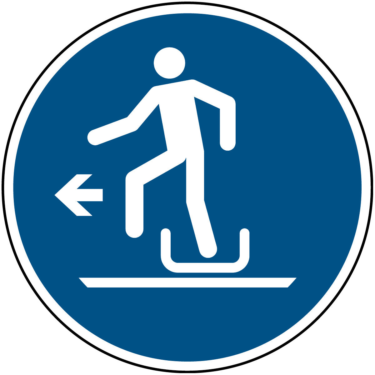 Brady M/M050/Nt/Pe-Dia100-1 ISO Safety Sign - Alighting from toboggan to the left 197879