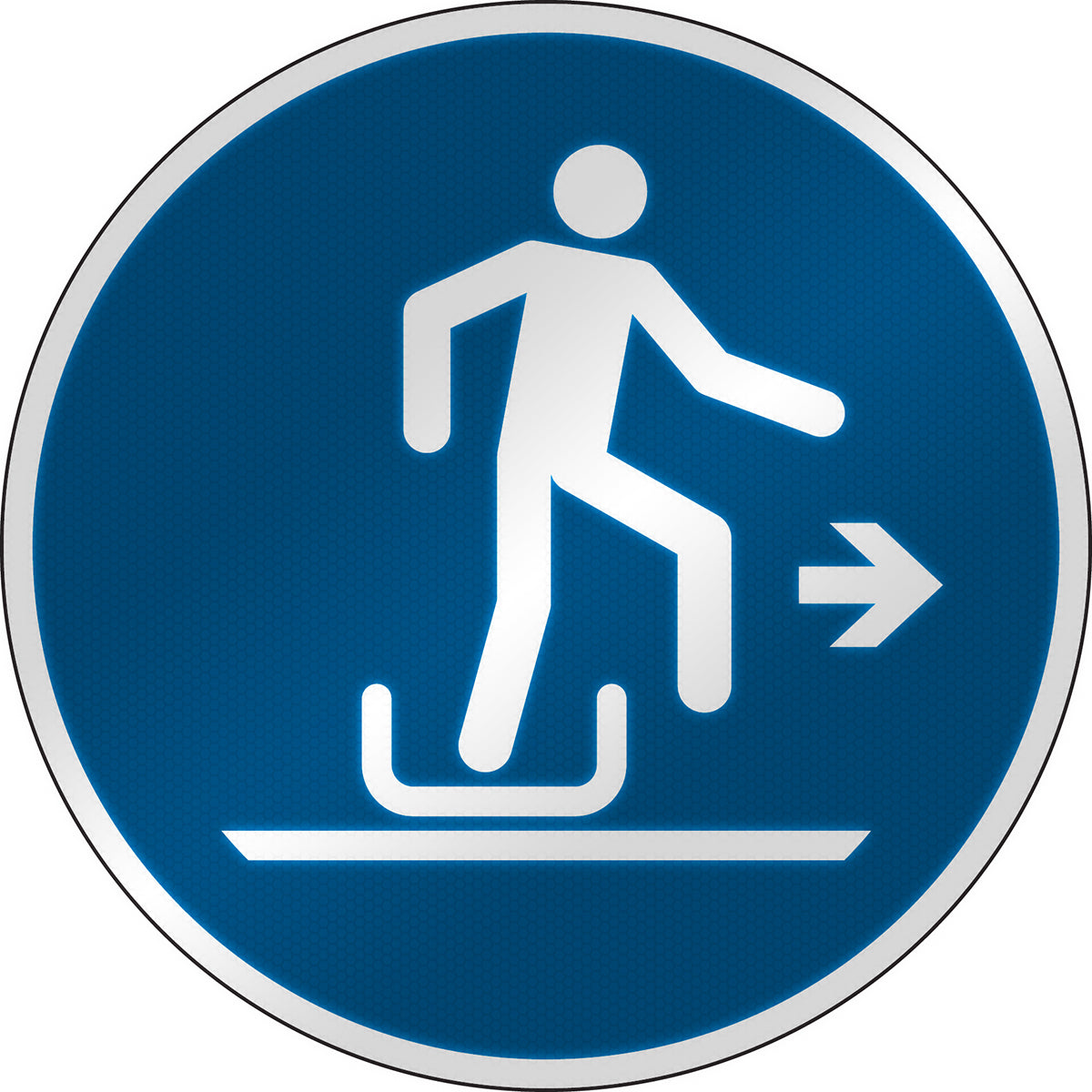 Brady M/M051/Nt/Rfl-Dia395-1 ISO Safety Sign - Alighting from toboggan to the right 303298