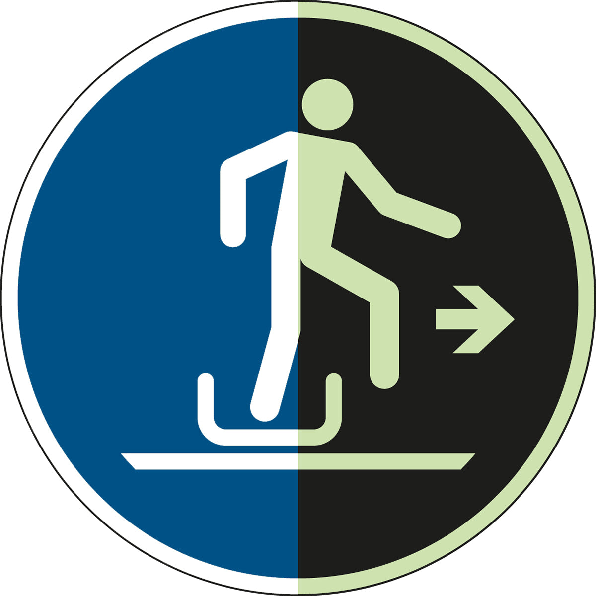 Brady M/M051/Nt/Alu-Pholumc-Dia100-1 ISO Safety Sign - Alighting from toboggan to the right 197924