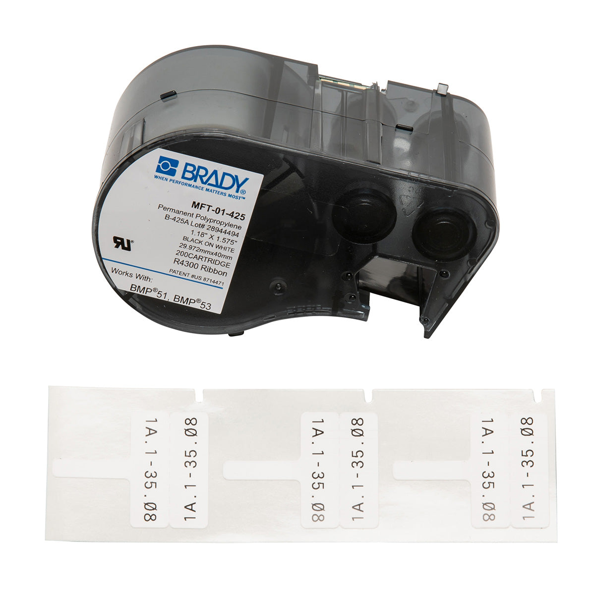 Brady MFT-01-425 Bmp51/Bmp53 Labelmaker Fibre Optic Labels 143248