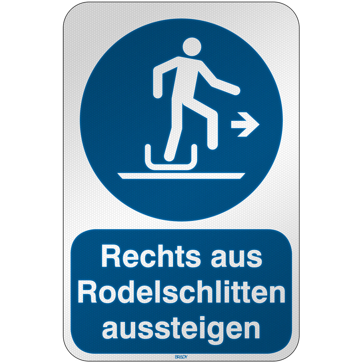 Brady M/M051/De382/Rfl-390X590-1 ISO Safety Sign - Alighting from toboggan to the right 303301