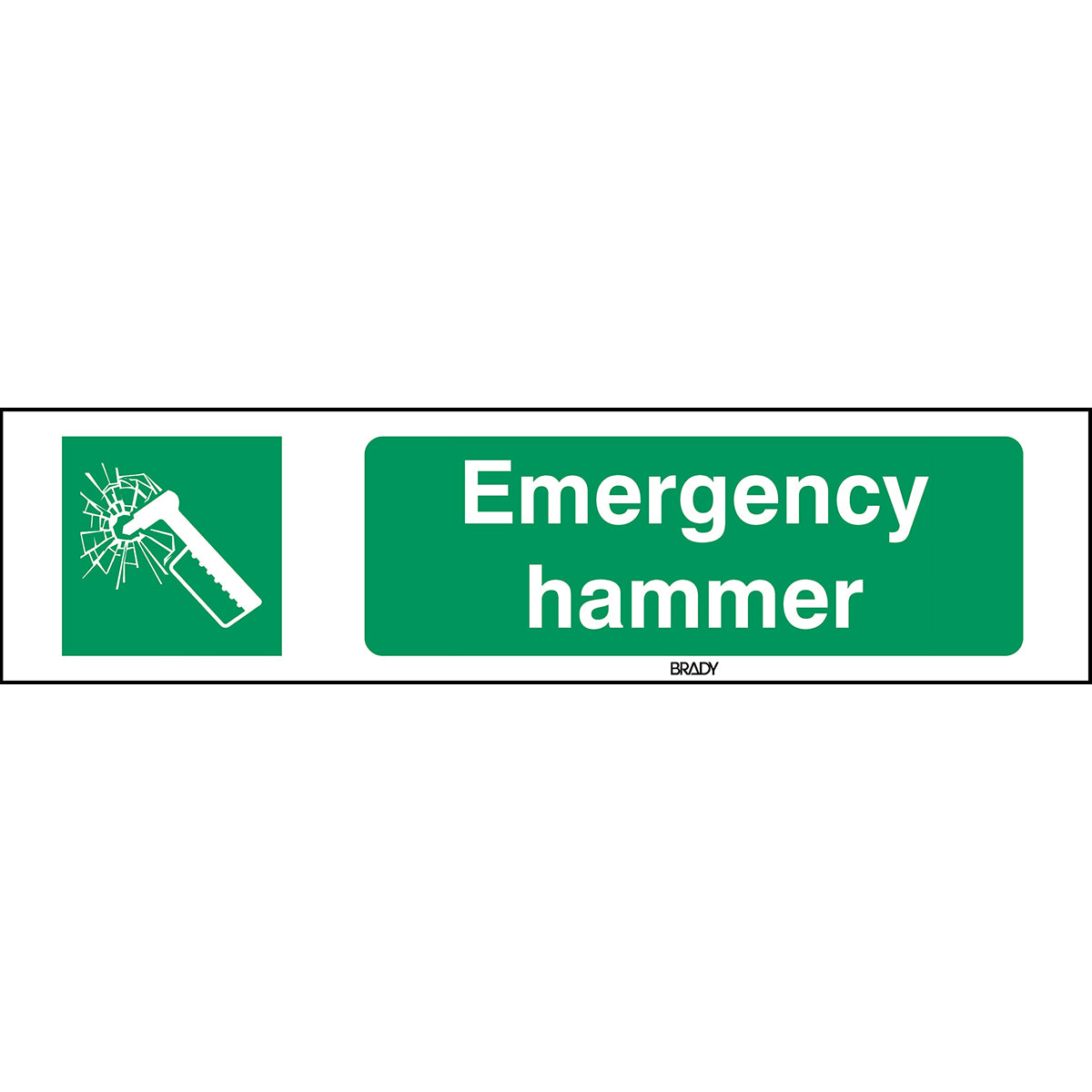 Brady E/E025/EN297/PE-297X74-1 ISO Safety Sign - Emergency hammer 197243