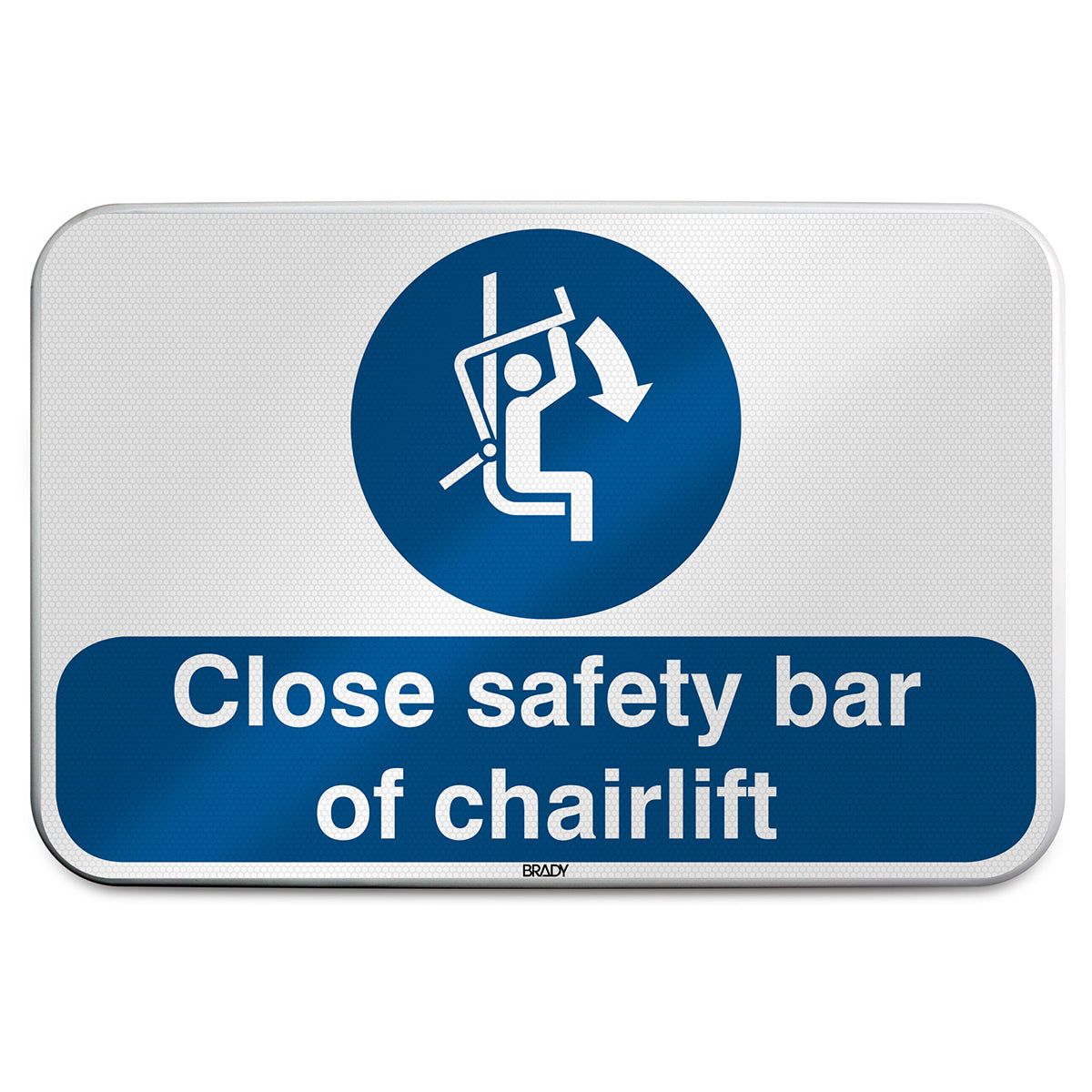 Brady M/M033/EN451/RLFBD-600X400-1 ISO Safety Sign - Close safety bar of chairlift 305780