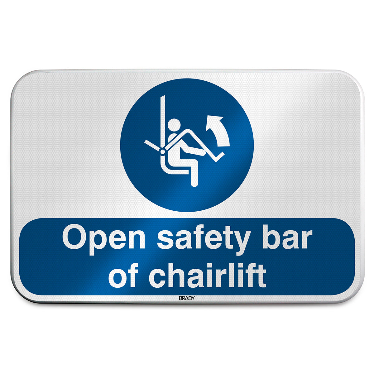 Brady M/M034/EN452/RLFBD-600X400-1 ISO Safety Sign - Open safety bar of chairlift 305789