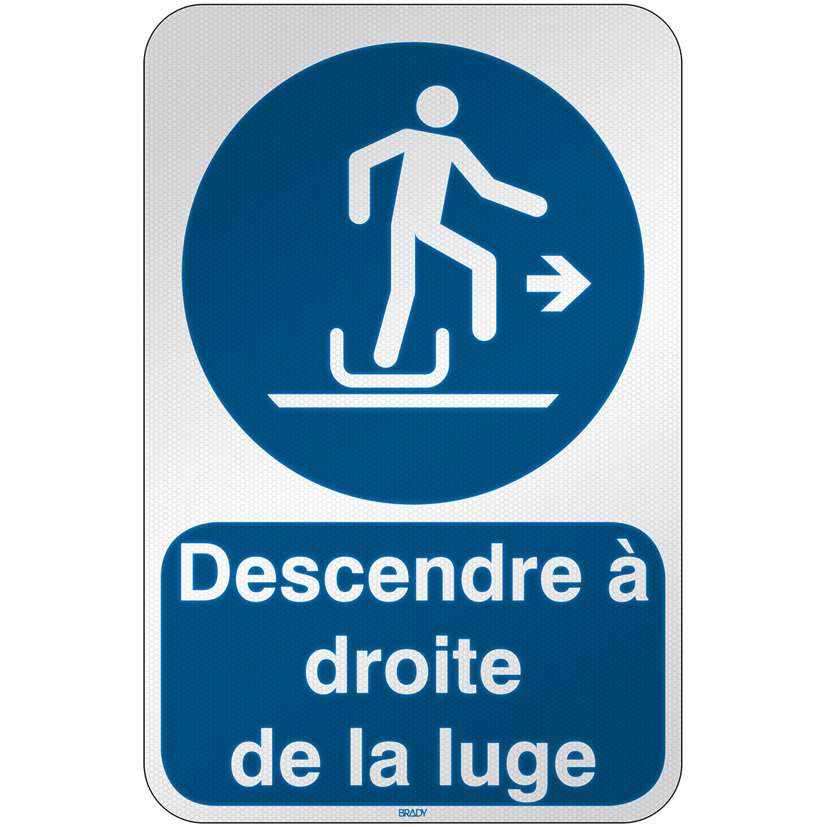 Brady M/M051/Fr735/Rfl-390X590-1 ISO Safety Sign - Alighting from toboggan to the right 303300