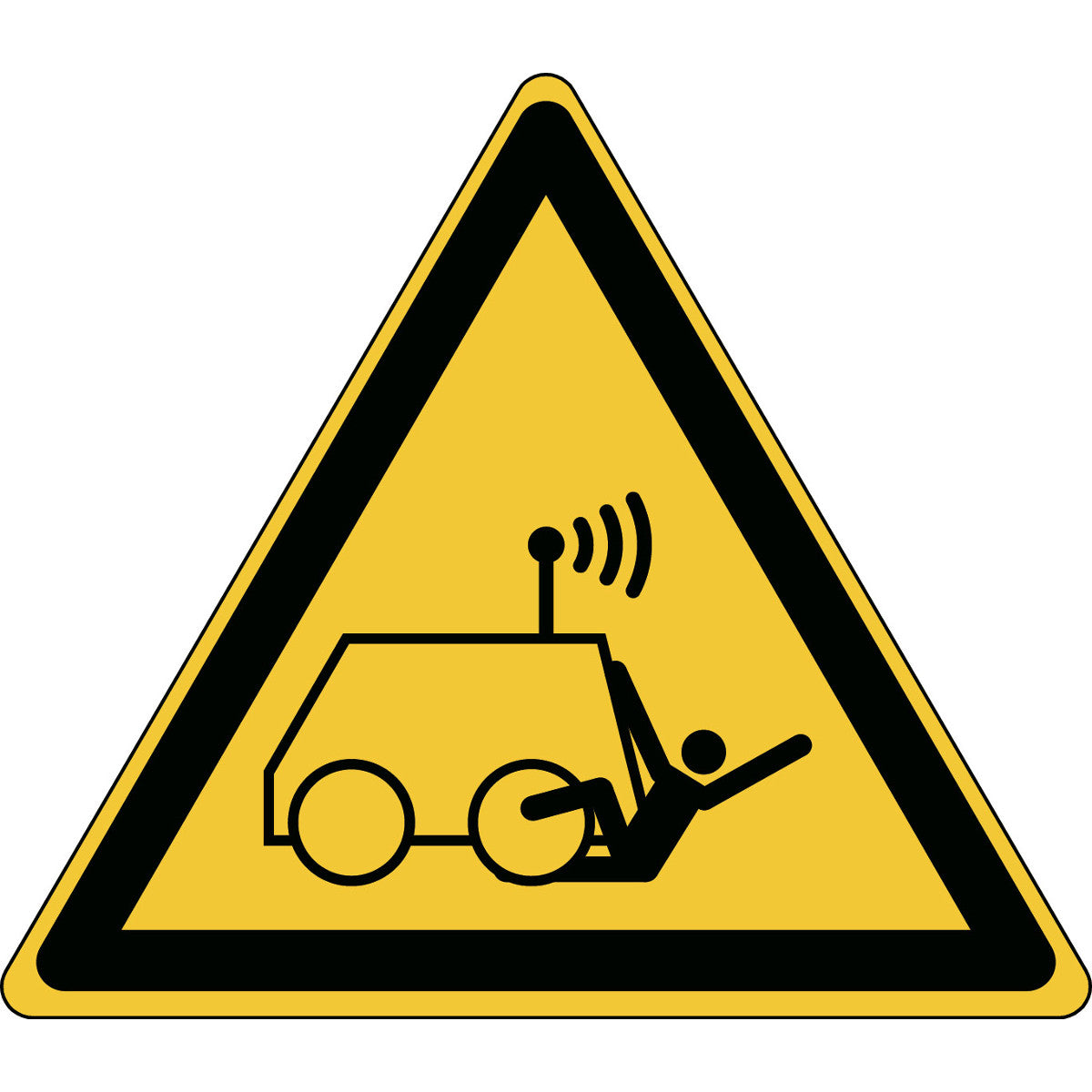 Brady W/W037/Nt-Sa-Tri100/1-B Warning Run over by remote operator controlled machine - ISO 7010 135829