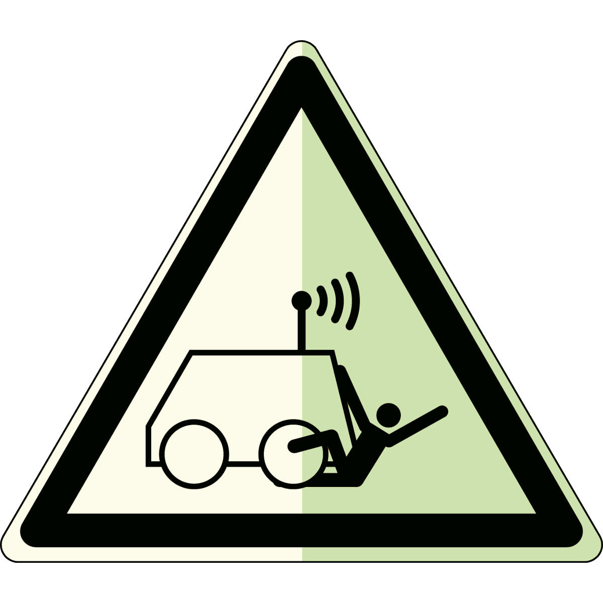 Brady W/W037/Nt-Alu-Pholumc-Tri150/1-B Warning Run over by remote operator controlled machine - ISO 7010 135845