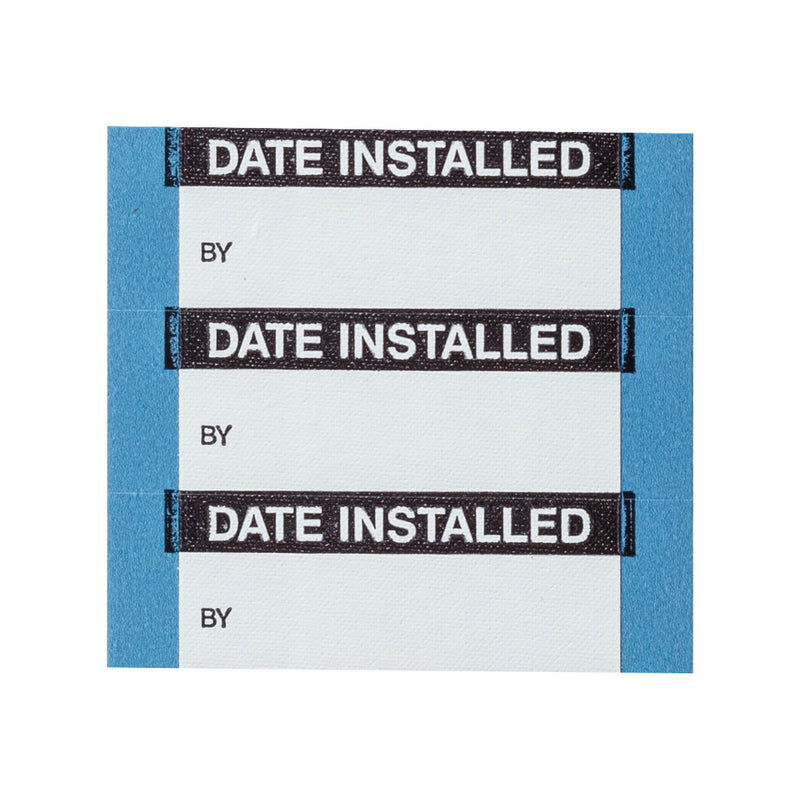 Brady WO-17-PK Write-on Maintenance Labels - Date installed 149352