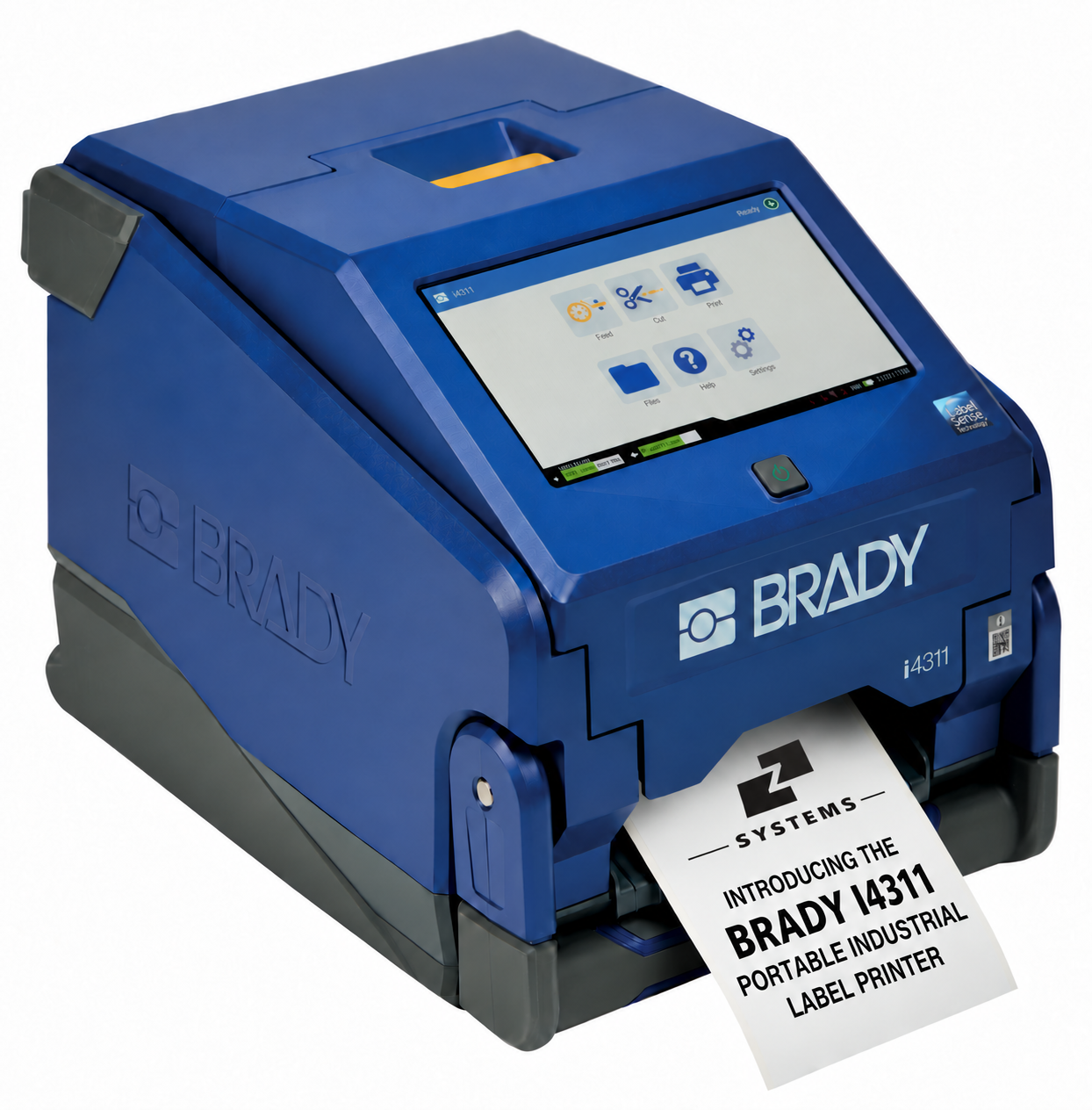 Brady i4311 industrial label printer with colour touchscreen and folding carrying handle