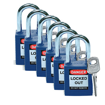 Brady Sfty Padlock Steel 38Mm Sha Blue 6/Pac Safety Padlocks - Standard 051344