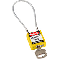 Brady Compact Cable Padlock Yellow 20Cm Kd Safety Padlocks - Compact Cable 146121