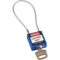 Brady Compact Cable Padlock Blue 20Cm Kd Safety Padlocks - Compact Cable 146122