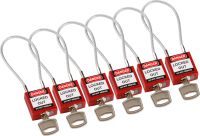 Brady Compact Cable Padlock Red 20Cm Kd/6Pk Safety Padlocks - Compact Cable 195972