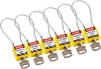 Brady Compact Cable Padlock Yellow 20Cm Ka/6Pk Safety Padlocks - Compact Cable 146129