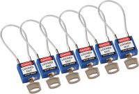 Brady Compact Cable Padlock Blue 20Cm Kd/6Pk Safety Padlocks - Compact Cable 195974