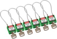 Brady Compact Cable Padlock Green 20Cm Kd/6Pk Safety Padlocks - Compact Cable 195975